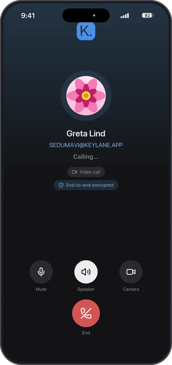 Keylane: Encrypted video call
