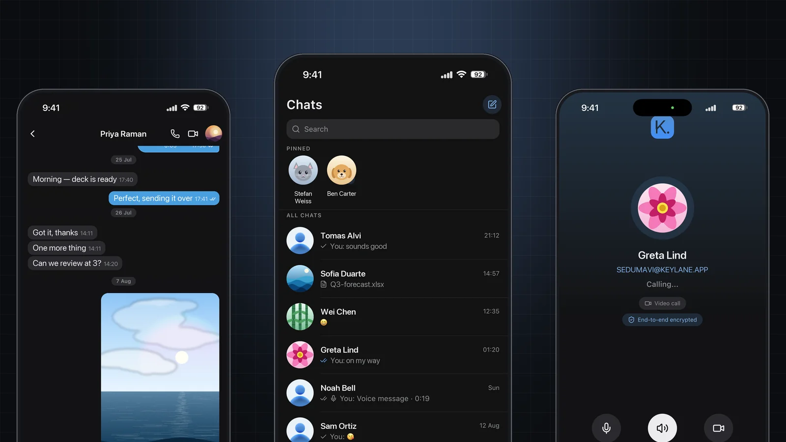 Keylane messenger screens